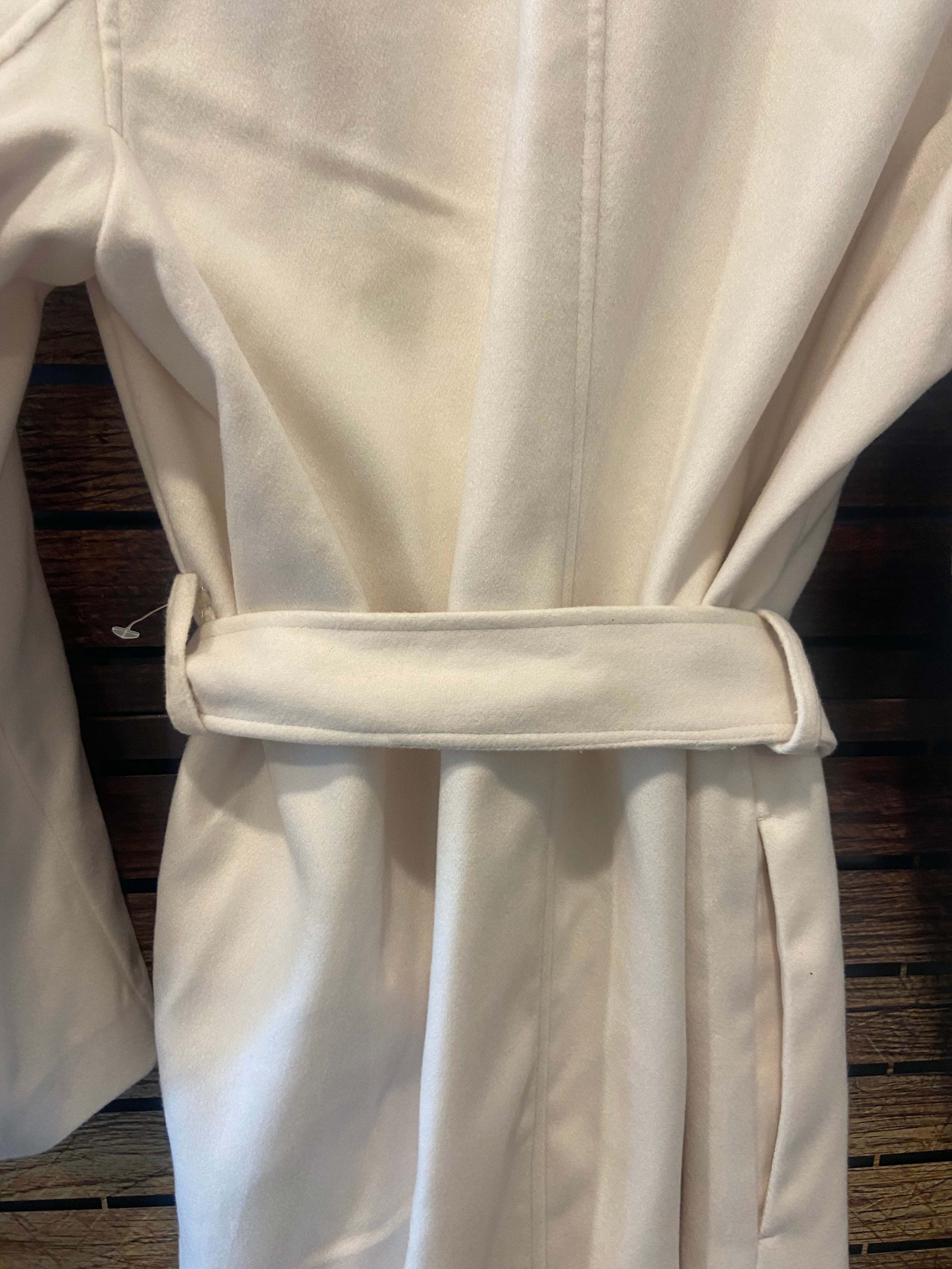 H&M Ivory Pea Coat, New, Small