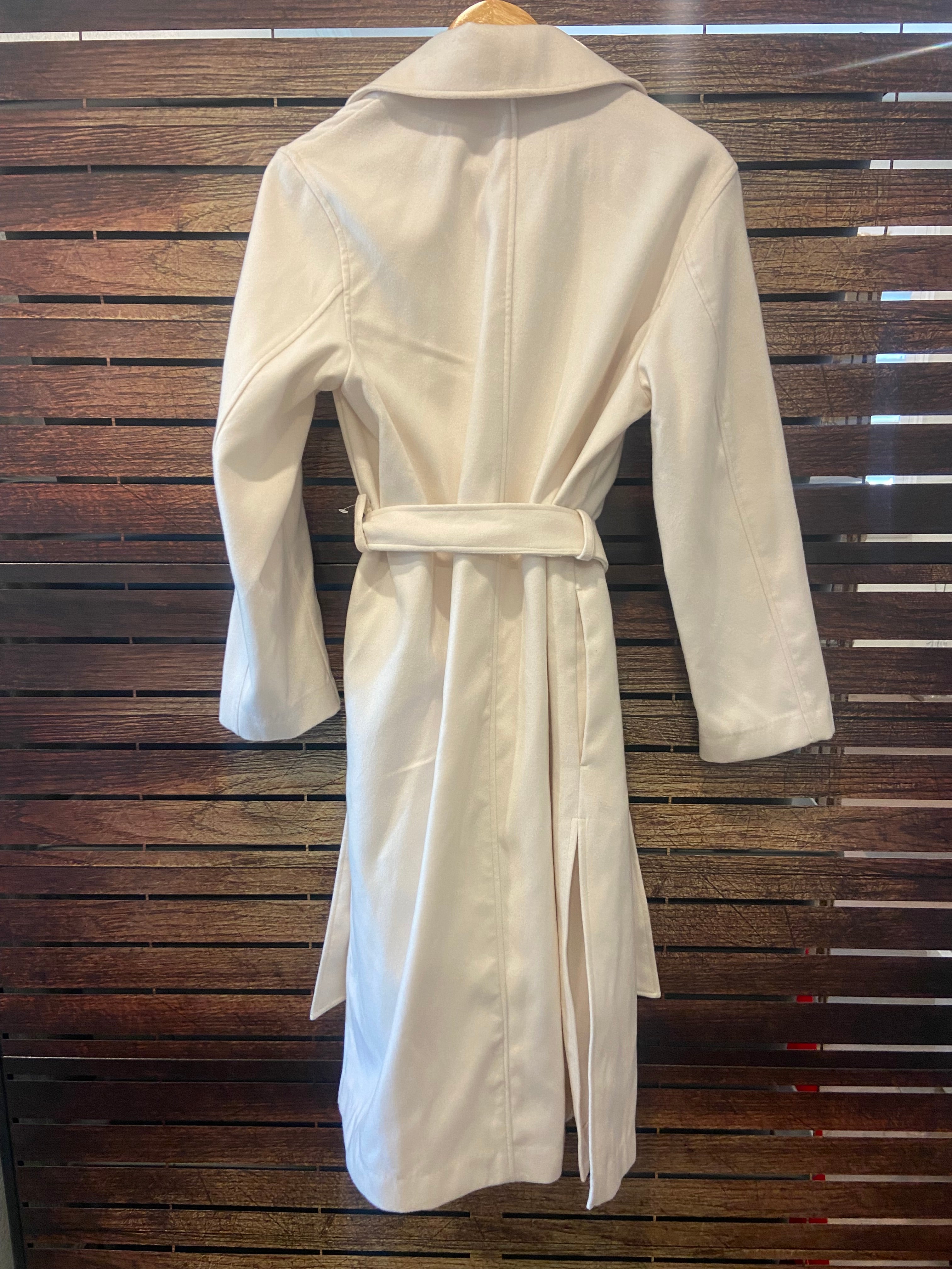 H&M Ivory Pea Coat, New, Small